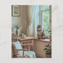 Gemütlicher skandinavischer Fensterplatz - Minimal Postkarte