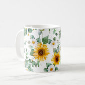 Gemütlicher Sommerlicher Garten mit Sonnenblumen Kaffeetasse (Vorderseite Links)