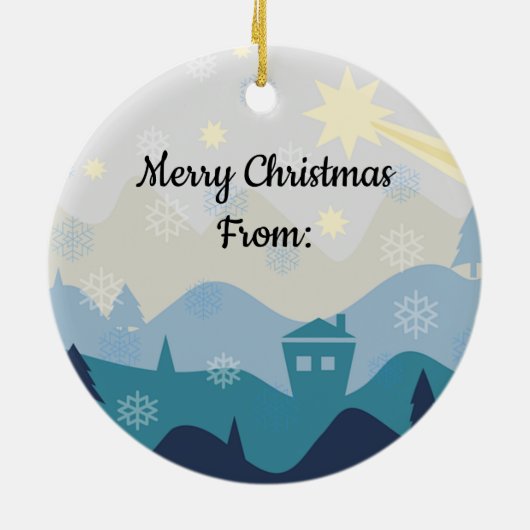 Gemütlicher Staat oder Stadt Weihnachten wünscht O Keramik Ornament (Hinten)