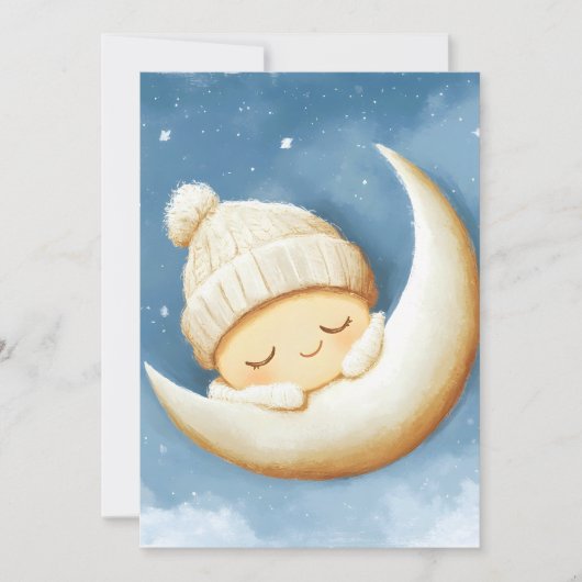 Gemütlicher Strick Nickerchen Cresent Moon Feiertagskarte (Vorderseite)