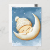 Gemütlicher Strick Nickerchen Cresent Moon Feiertagspostkarte (Vorne/Hinten)