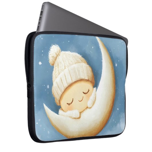 Gemütlicher Strick Nickerchen Cresent Moon Laptopschutzhülle (Vorne Rechts)