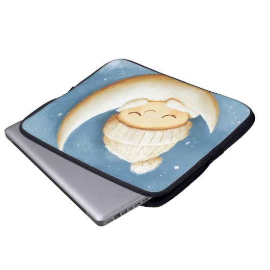 Gemütlicher Strick Nickerchen Cresent Moon Laptopschutzhülle (Vorne Knopf)