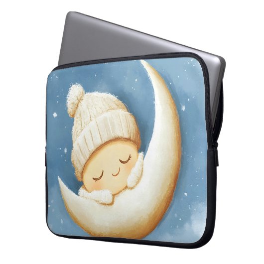 Gemütlicher Strick Nickerchen Cresent Moon Laptopschutzhülle (Vorderseite Links)