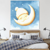 Gemütlicher Strick Nickerchen Cresent Moon Leinwanddruck (Insitu (Schlafzimmer))