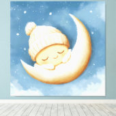 Gemütlicher Strick Nickerchen Cresent Moon Leinwanddruck (Insitu (Holzboden))