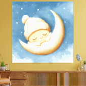 Gemütlicher Strick Nickerchen Cresent Moon Leinwanddruck (Insitu (Wohnzimmer))