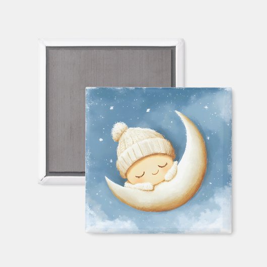 Gemütlicher Strick Nickerchen Cresent Moon Magnet (Vorderseite/Rückseite)