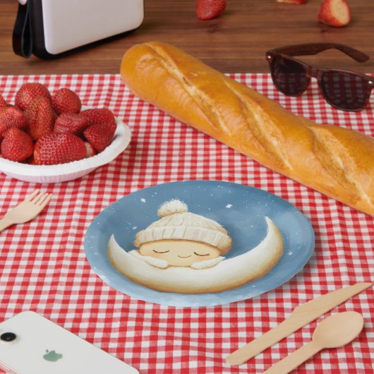 Gemütlicher Strick Nickerchen Cresent Moon Pappteller (Picknick)