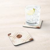 Gemütlicher Strick Pullover-Holzknopf Braun Creme Getränkeuntersetzer (Rechte Seite)