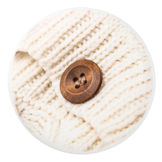 Gemütlicher Strick-Pulskopf rustikal braun creme Keramikknauf (Vorderseite)