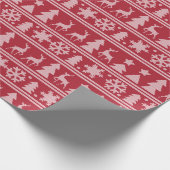 Gemütlicher Strick Red Knitter Sweater Muster Weih Geschenkpapier (Ecke)