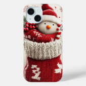 Gemütlicher Strick Snowman Weihnachts-Strumpf Case-Mate iPhone Hülle (Rückseite)