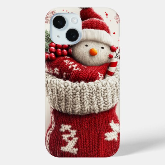 Gemütlicher Strick Snowman Weihnachts-Strumpf Case-Mate iPhone Hülle (Rückseite)