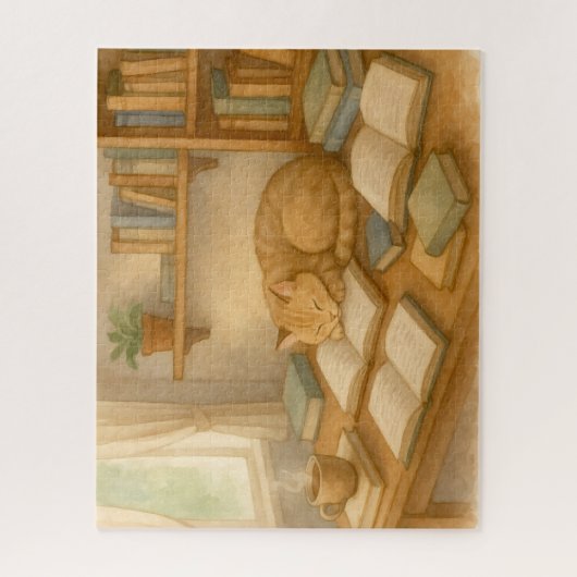 Gemütlicher Studienzimmer mit Katze Puzzle (Vertikal)
