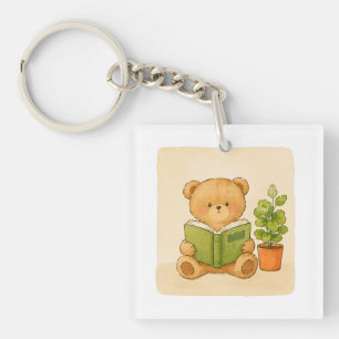 Gemütlicher Teddybär-Lese-Buch-Schlüsselanhänger Schlüsselanhänger
