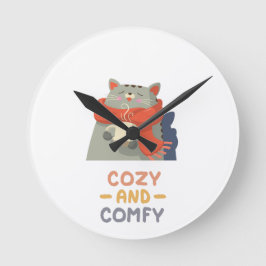 Gemütlicher und komfortabler Cat Orange Scarf Wint Runde Wanduhr