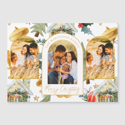 Gemütlicher Urlaub Illustriert Printing Drei Foto  Magnetkarte (Vorderseite)