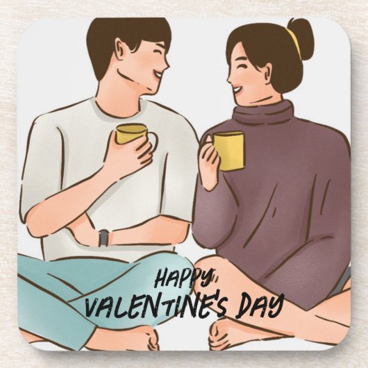 Gemütlicher Valentinstag Getränkeuntersetzer (Vorderseite)