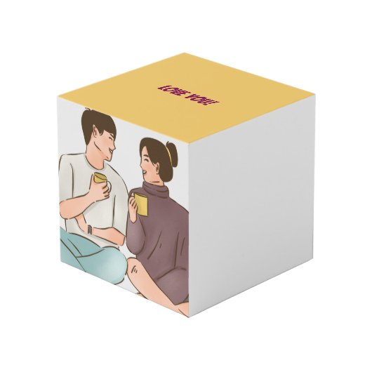 Gemütlicher Valentinstag Würfel (Vorderseite Schrägansicht)