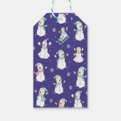 Gemütlicher verschneiter Schneemann Winter Geschenkanhänger (Rückseite)