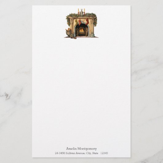 Gemütlicher Viktorianischer Kamin Weihnachten Briefpapier (Vorderseite)