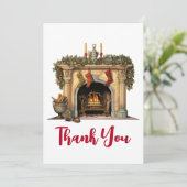 Gemütlicher Viktorianischer Kamin Weihnachten Dankeskarte (Stehend Vorderseite)