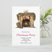 Gemütlicher Viktorianischer Kamin Weihnachten Einladung (Stehend Vorderseite)