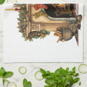 Gemütlicher Viktorianischer Kamin Weihnachten Geschirrtuch (Gefaltet)