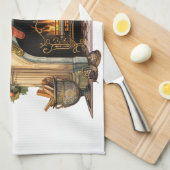 Gemütlicher Viktorianischer Kamin Weihnachten Geschirrtuch (Viertel Falte)