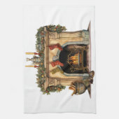 Gemütlicher Viktorianischer Kamin Weihnachten Geschirrtuch (Vertikal)