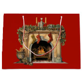 Gemütlicher Viktorianischer Kamin Weihnachten Große Geschenktüte (Vorderseite)