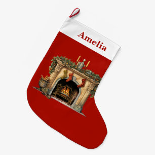 Gemütlicher Viktorianischer Kamin Weihnachten Großer Weihnachtsstrumpf