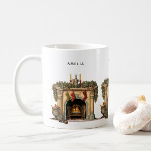 Gemütlicher Viktorianischer Kamin Weihnachten Kaffeetasse