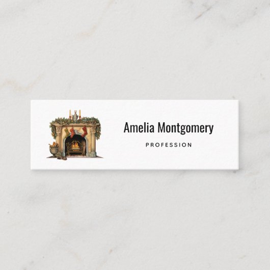 Gemütlicher Viktorianischer Kamin Weihnachten Mini Visitenkarte (Vorderseite)