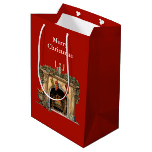 Gemütlicher Viktorianischer Kamin Weihnachten Mittlere Geschenktüte