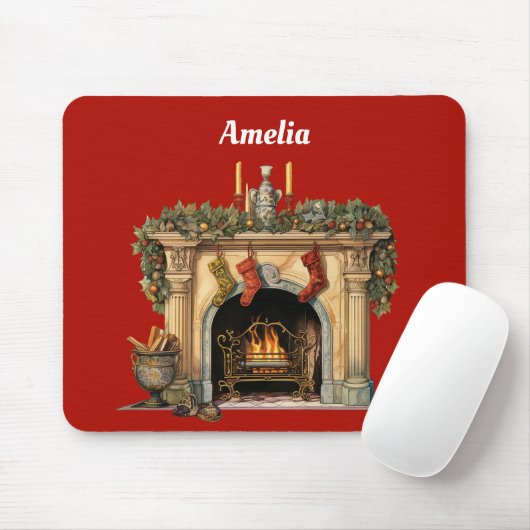Gemütlicher Viktorianischer Kamin Weihnachten Mousepad (Mit Mouse)