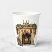 Gemütlicher Viktorianischer Kamin Weihnachten Pappbecher (Rückseite)