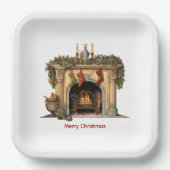 Gemütlicher Viktorianischer Kamin Weihnachten Pappteller (Vorderseite)