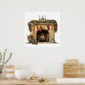 Gemütlicher Viktorianischer Kamin Weihnachten Poster (Küche)