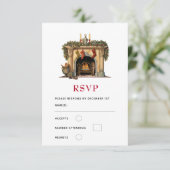 Gemütlicher Viktorianischer Kamin Weihnachten RSVP Karte (Stehend Vorderseite)