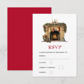Gemütlicher Viktorianischer Kamin Weihnachten RSVP Karte (Vorne/Hinten)