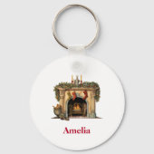 Gemütlicher Viktorianischer Kamin Weihnachten Schlüsselanhänger (Vorderseite)