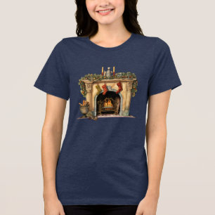 Gemütlicher Viktorianischer Kamin Weihnachten Tri-Blend Shirt
