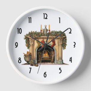 Gemütlicher Viktorianischer Kamin Weihnachten Uhr