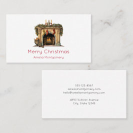 Gemütlicher Viktorianischer Kamin Weihnachten Visitenkarte