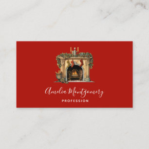 Gemütlicher Viktorianischer Kamin Weihnachten Visitenkarte