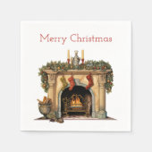 Gemütlicher viktorianischer Weihnachts-Kamin Serviette (Vorderseite)