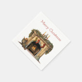 Gemütlicher viktorianischer Weihnachts-Kamin Serviette (Ecke)