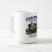Gemütlicher Vorsitzender-der-Nickerchen Humor Desi Kaffeetasse (Vorderseite Links)